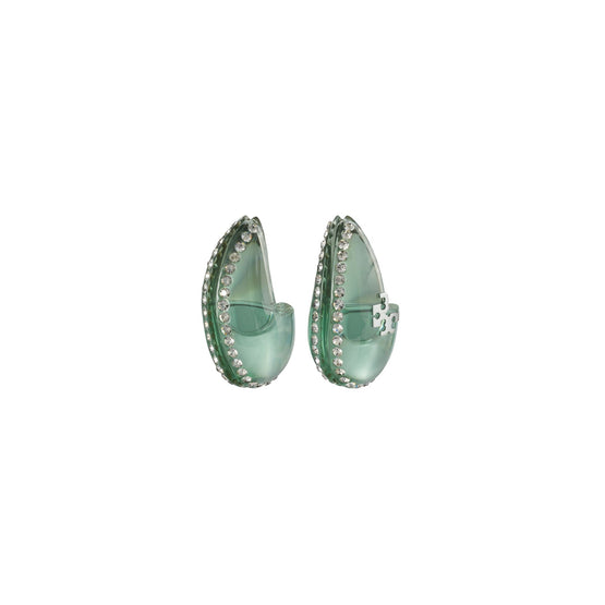 Women Wave Earring - Tory Silver / Sky / Crystal
