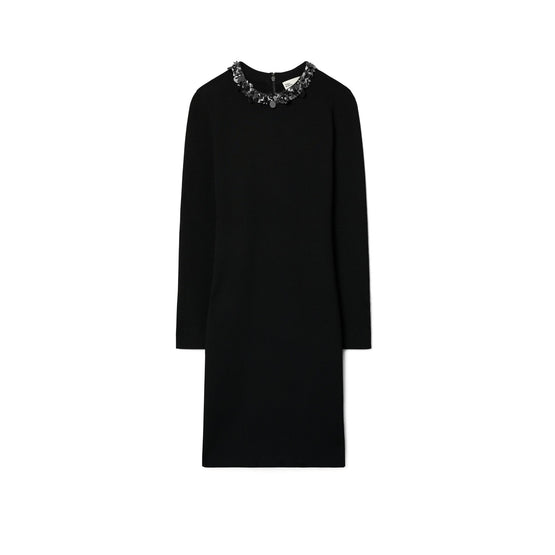 Women Embellished Sweater Dress - Black