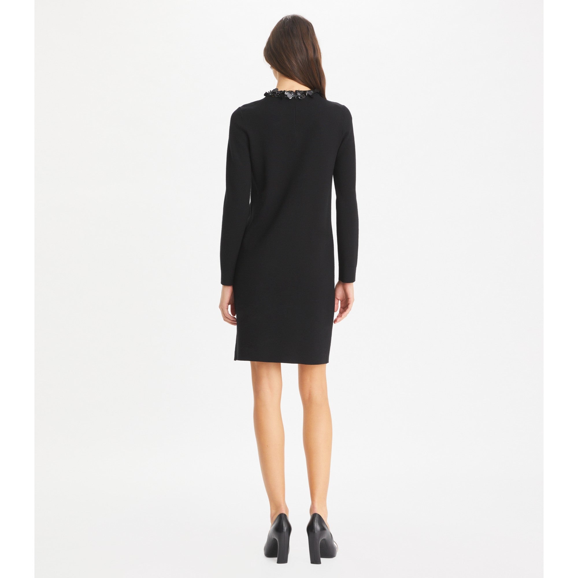 Women Embellished Sweater Dress - Black