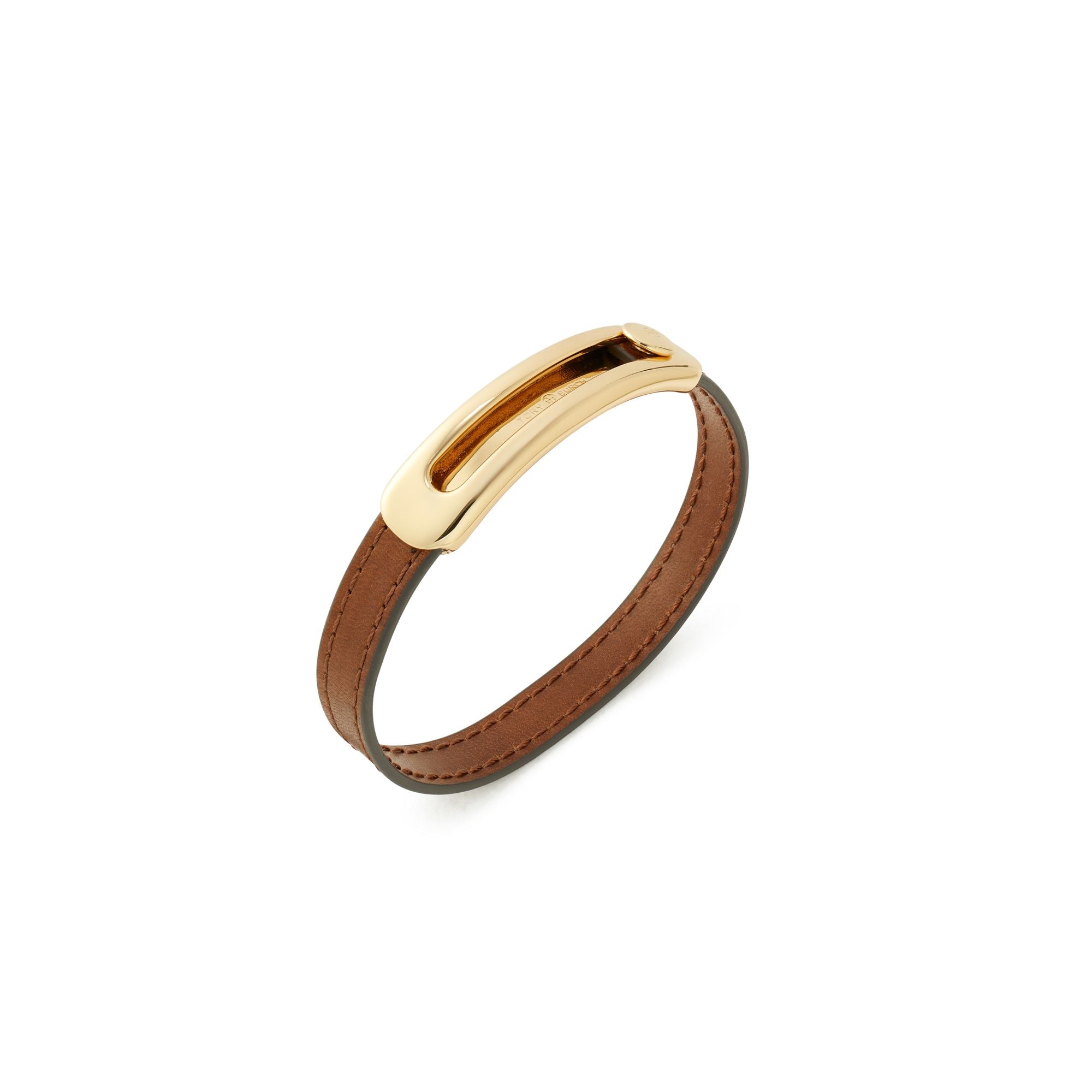 Women Pierced Slider Bracelet - Tory Gold / Cuoio