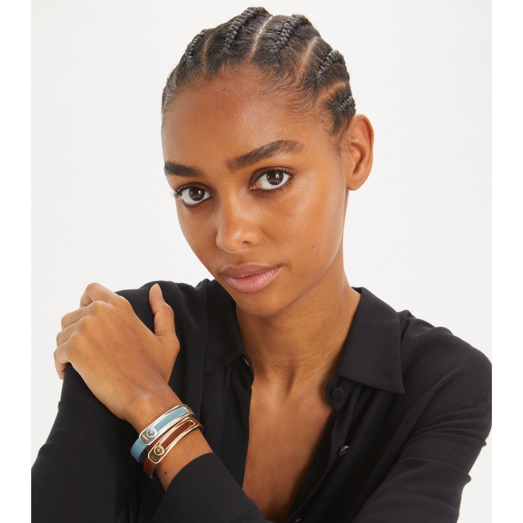 Women Pierced Slider Bracelet - Tory Gold / Pink Snow