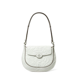 Women Robinson Floral Embossed Small Flap Bag - Blanc