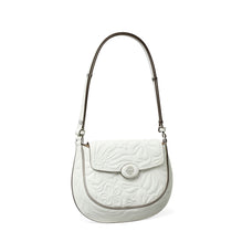 Women Robinson Floral Embossed Small Flap Bag - Blanc