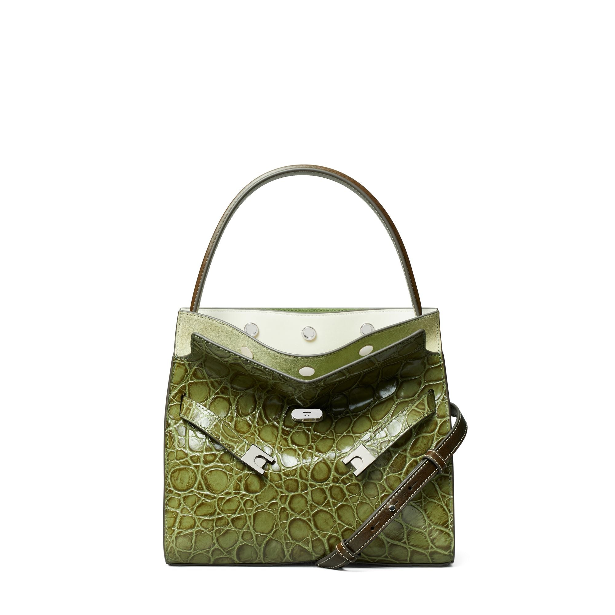 Women Lee Radziwill Croc Small Double Bag - Soft Ivy
