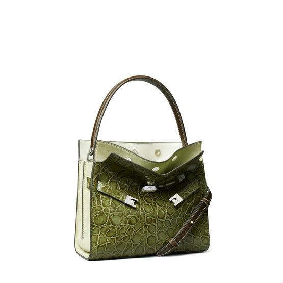 Women Lee Radziwill Croc Small Double Bag - Soft Ivy