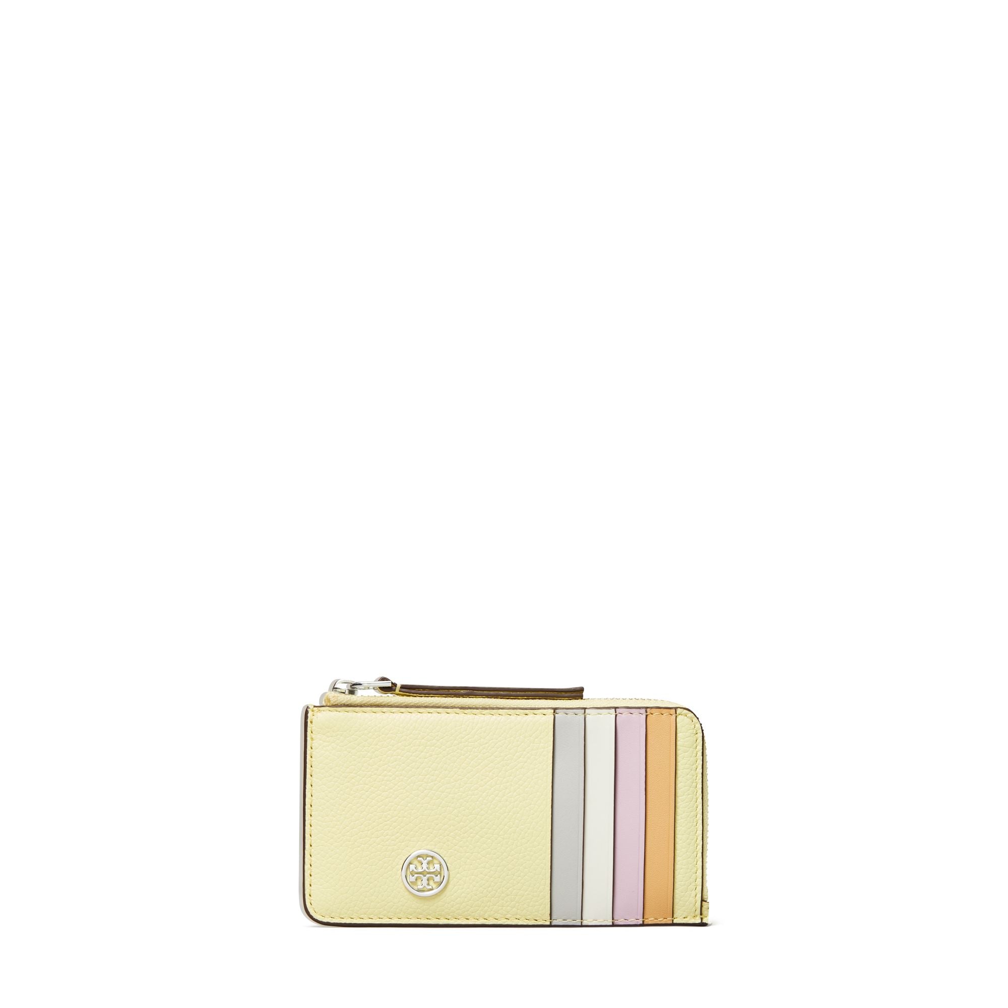 Women Robinson Pebbled Zip Card Case - Lemon