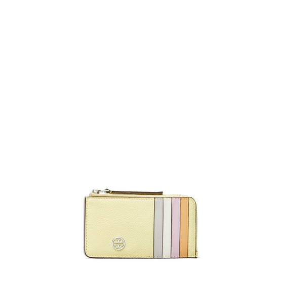Women Robinson Pebbled Zip Card Case - Lemon