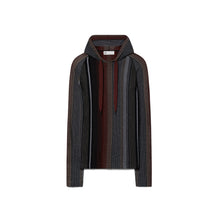 Women Striped Rayon Hoodie - Black/Rust