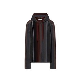 Women Striped Rayon Hoodie - Black/Rust