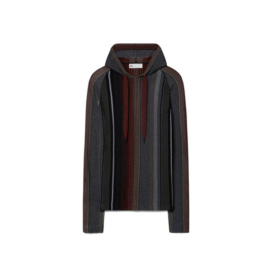 Women Striped Rayon Hoodie - Black/Rust