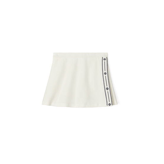 Women Twill Knit Tennis Skirt - Snow White / Tory Navy