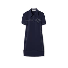 Women Pickstitch Stretch Polo Dress - Deep Navy