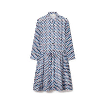 Women Printed Silk Cotton Mini Shirt Dress - Blue Candy Dots