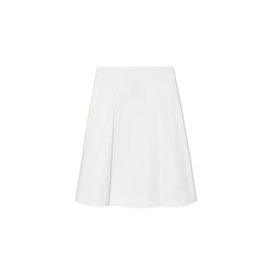 Women Pleated Twill Skirt - White