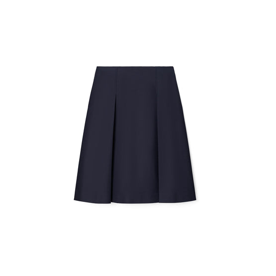 Women Pleated Twill Skirt - Medium Navy