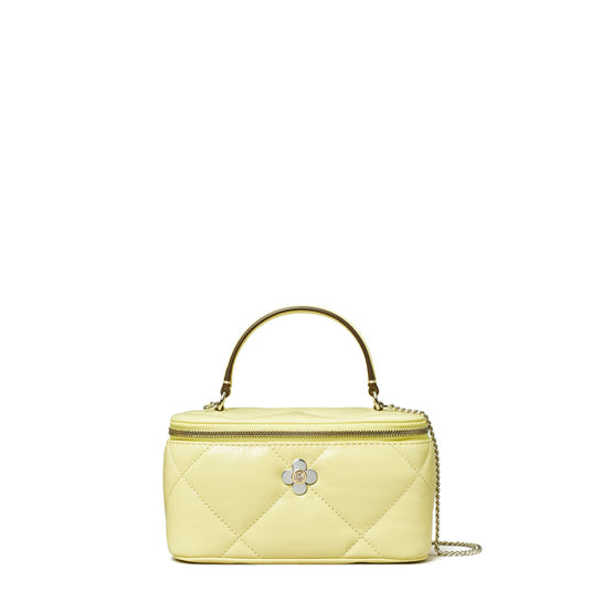 Women Kira Diamond Quilt Clover Vanity Case - Frozen Zest