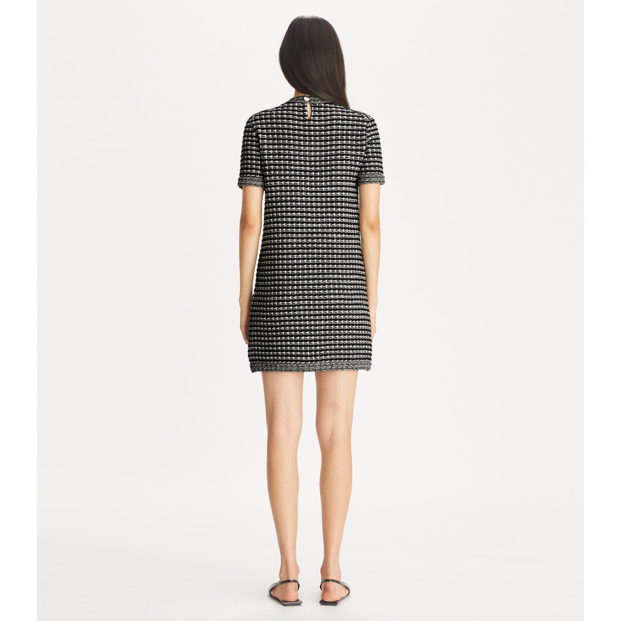 Women Tech Knit Tweed Dress - Black / Green