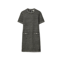 Women Tech Knit Tweed Dress - Black / Green