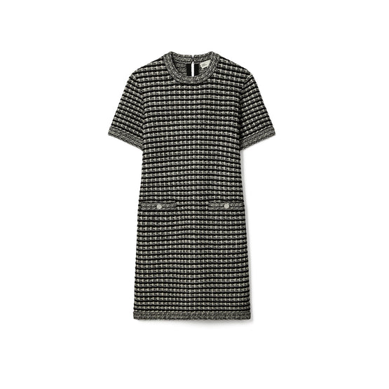 Women Tech Knit Tweed Dress - Black / Green