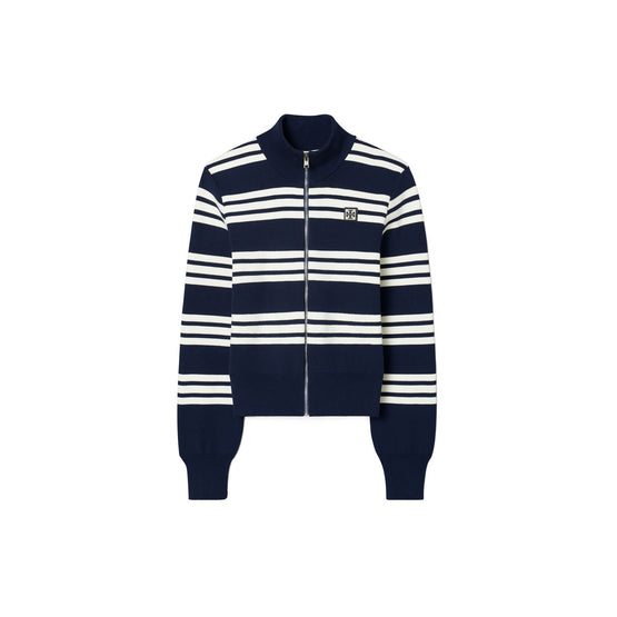 Women Striped Viscose Track Jacket - Tory Navy City Stripe