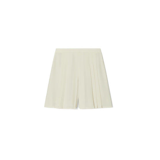 Women Stretch Pleated Skort - Parchment White