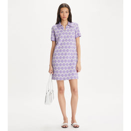 Women BouclÃ¨ Polo Dress - Crisp Lavender / Soft White