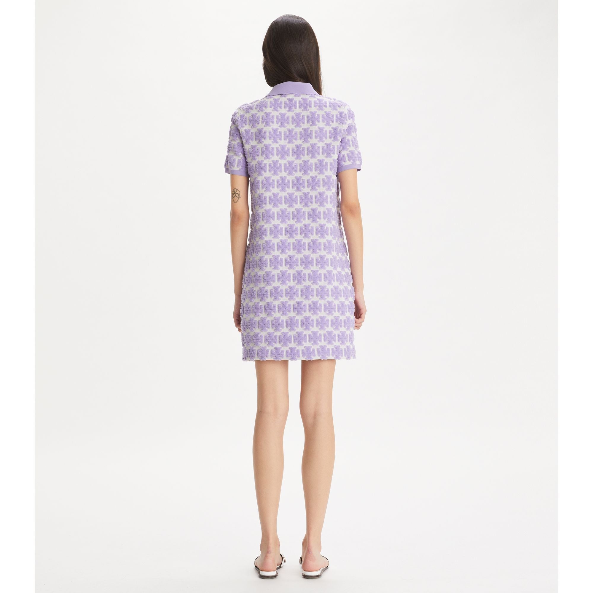 Women Bouclè Polo Dress - Crisp Lavender / Soft White