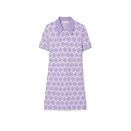 Women BouclÃ¨ Polo Dress - Crisp Lavender / Soft White