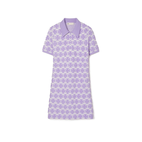 Women BouclÃ¨ Polo Dress - Crisp Lavender / Soft White