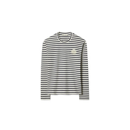 Women Cotton Chenille Logo Top - White Sailor Stripe