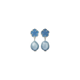 Women Kira Clover Pearl Drop Earring - Tory Silver / Blue