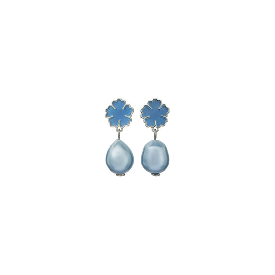 Women Kira Clover Pearl Drop Earring - Tory Silver / Blue