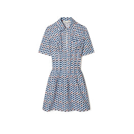 Women Printed Poplin Dress - Blue Candy Dot