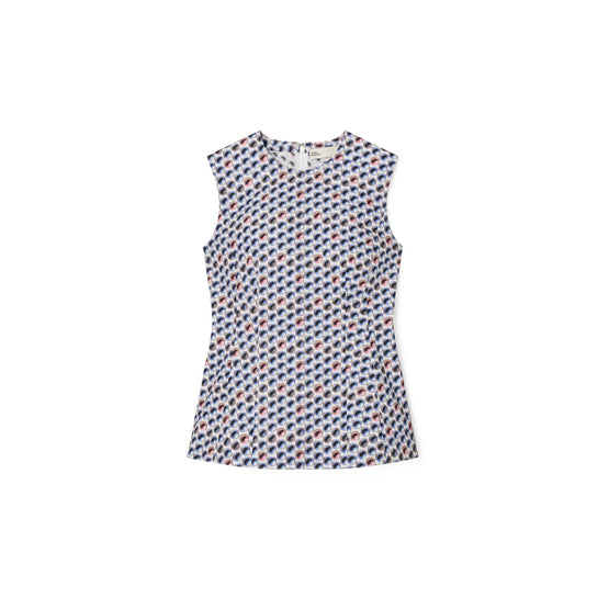 Women Printed Cotton Poplin Top - Blue Candy Dot