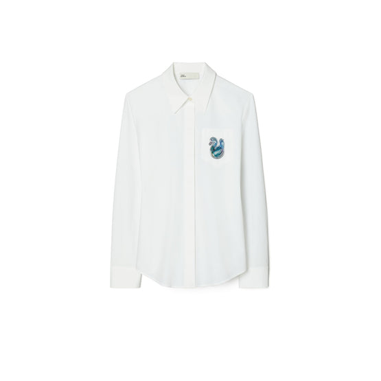 Women Poplin Duck Button Down - White