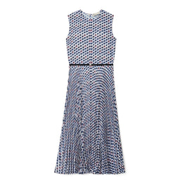 Women Printed Twill Dress - Blue Candy Dot