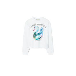 Women Lucky Duck Cotton Sweatshirt - White Glass Swan