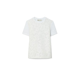 Women Corded Lace T-Shirt - White