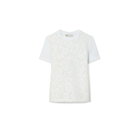 Women Corded Lace T-Shirt - White