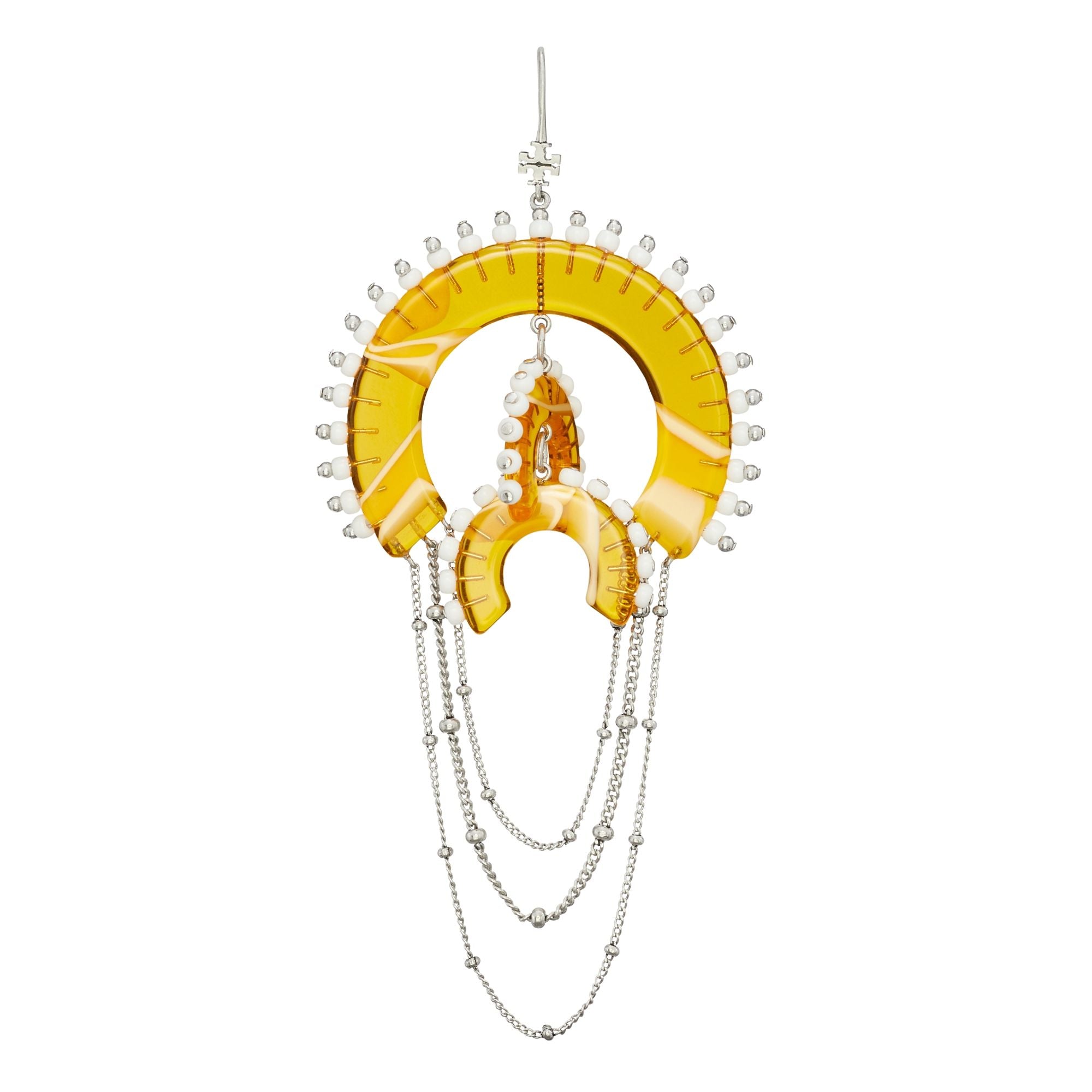 Women Bead And Resin Chandelier Earrings - Antique Tory Silver / Multi
