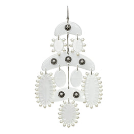 Women Abstract Beaded Chandelier Earrings - Antique Tory Silver / Clear