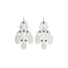 Women Abstract Beaded Chandelier Earrings - Antique Tory Silver / Clear