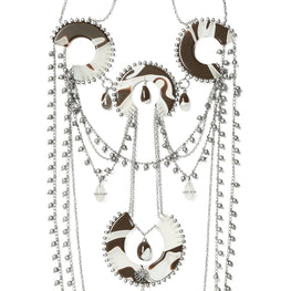 Women Bead And Resin Necklace - Antique Tory Silver / Multi