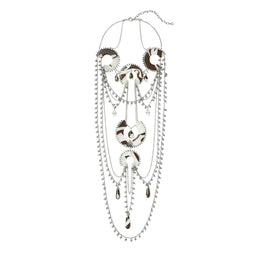Women Bead And Resin Necklace - Antique Tory Silver / Multi