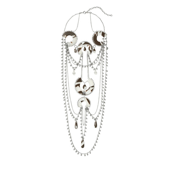 Women Bead And Resin Necklace - Antique Tory Silver / Multi