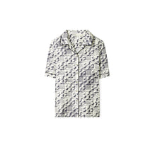 Women Printed Silk Camp Shirt - New Ivory Pixelated Logo