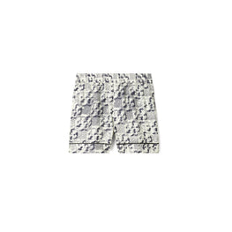 Women Printed Silk Camp Short - New Ivory Pixelated Logo