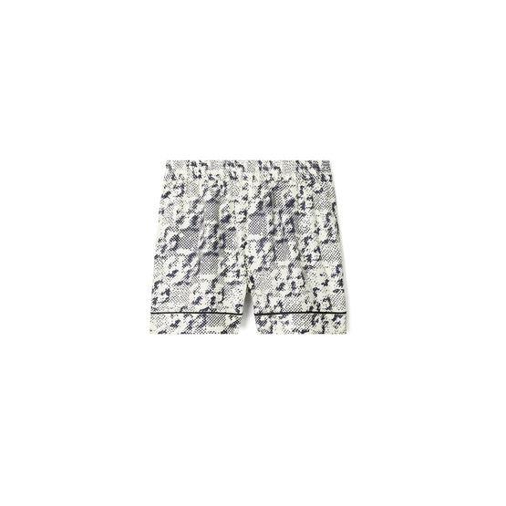 Women Printed Silk Camp Short - New Ivory Pixelated Logo
