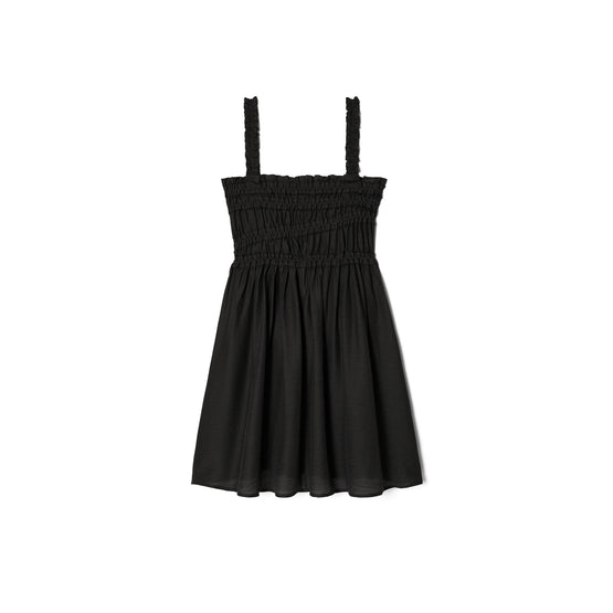 Women Smocked Viscose Dress - Black