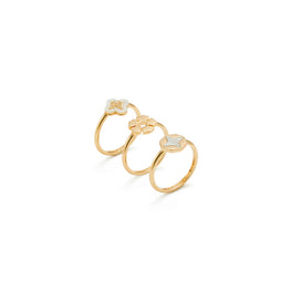 Women Forget Me Not Stacking Ring Set - Tory Gold / Mother Of Pearl